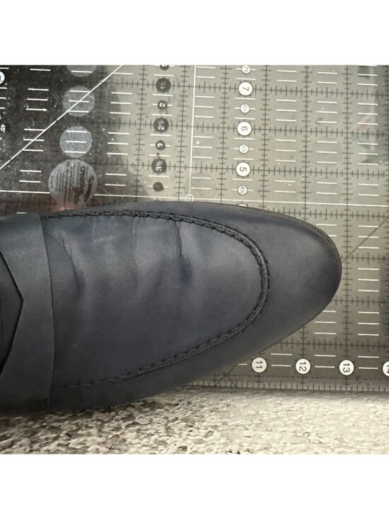 Corneliani Men Size 10 Blue Leather Pull On Penny Loafer Dress Shoes main image 10